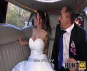 HUNT4K. Excited girl in wedding dress fools around not with future hubby from tutule
