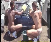 NUDE SOAP FIGHT- Hunky Junkyard Workers Relieve Stress from body builder xxx gay